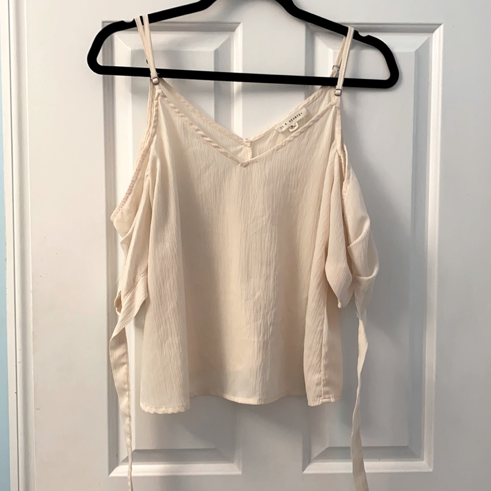 LA Hearts cream off the shoulder blouse